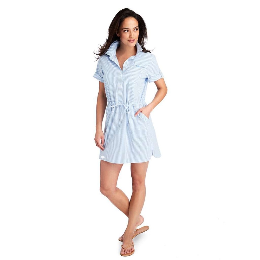 NWT Vineyard Vines Harbor Shirt Dress in Bimini Blue NEW WITH TAGS